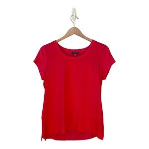 Vince Camuto Women’s Short Sleeve Orange Poppy Satiny Crew Neck Tee Sz M